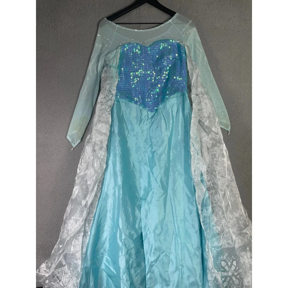 Disney Chasing Fireflies Elsa Costume Girls XL 14-16 Frozen Blue Sequin Dress